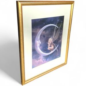 Delamare Whimsical Fairy Moon Crescent Art Framed Print Celestial Fairycore